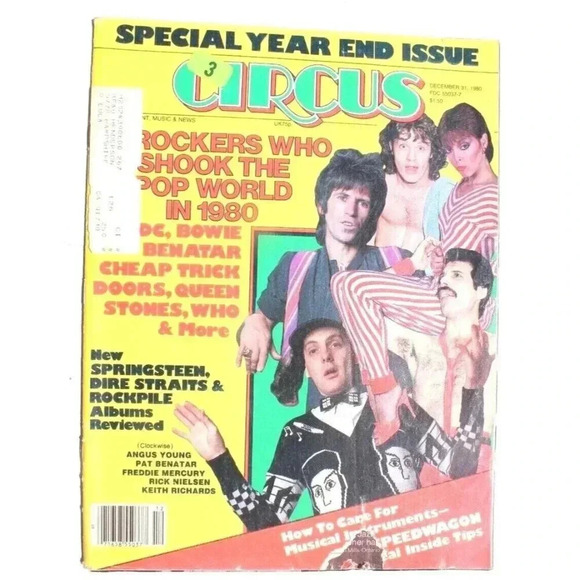 Vtg Circus Magazine December 1980 - Angus Young & Bruce Springsteen W/ POSTER - Picture 1 of 5